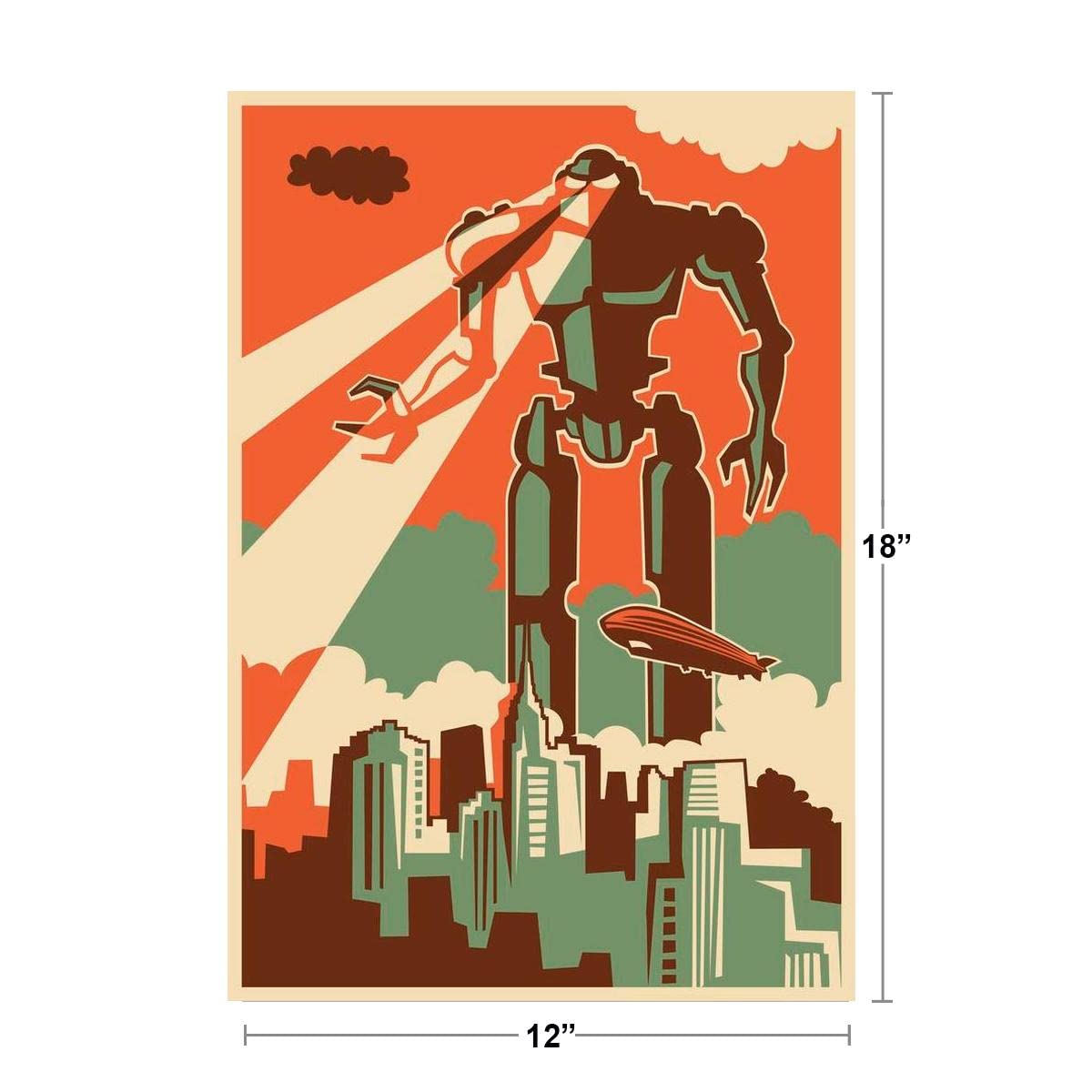 Amazon.com: Giant Robot Attacking New York City Retro Vintage Cool